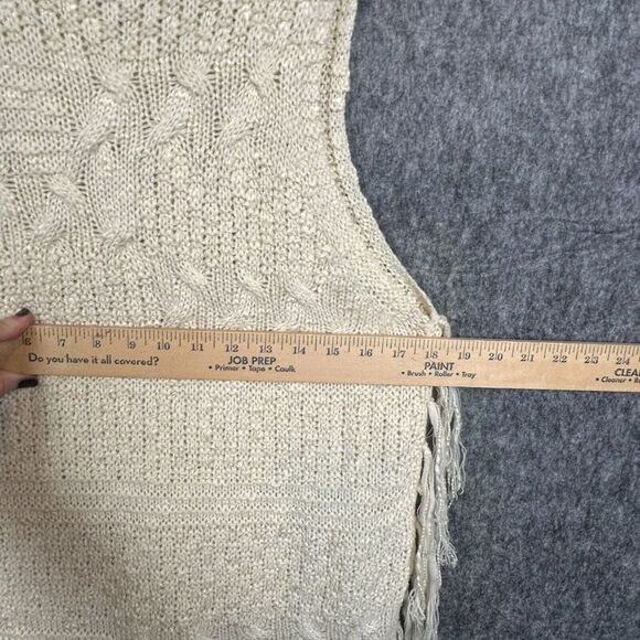 She+Sky Sweater Womens S Sleeveless Chunky‎ Knit Western Boho Fringe Mock Neck - Picture 9 of 12
